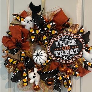 Trick-Or-Treat Wreath Hand Crafted Trick Treat Wreath Custom Design FINAL SALE
